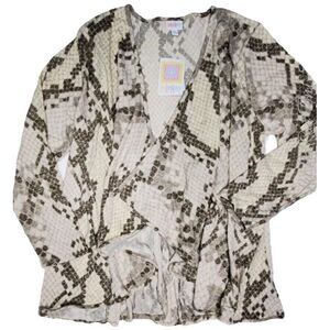 LulaRoe Womens Sweater Size XL Nanette Hacci Open Front Overlay Snake Skin NWT